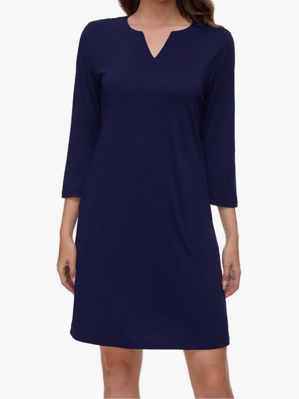 Light Bare L UPF 50 Women’s Royal Blue Mini Dress V-Notch Neck outdoor casual